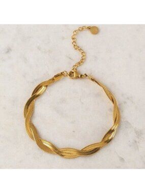 Braided Gold Chain Bracelet WATERPROOF Gold Summer Jewelry PRETTY